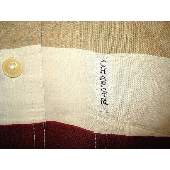 Chaps Ralph Lauren Vintage Striped Button Front Shirt Mens Size L - Picture 3 of 5